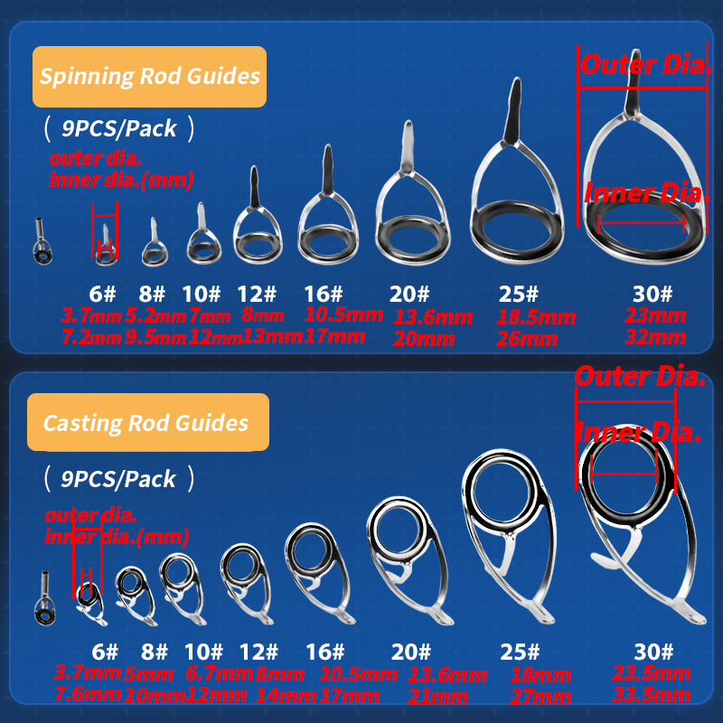 9 pçs guia de vara de pesca an - Fishing Rod Guide Replacement avaliação e preço